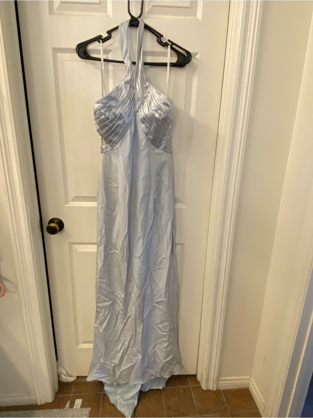 Chetta B Vintage Light Blue Halter Maxi Dress 100% Silk